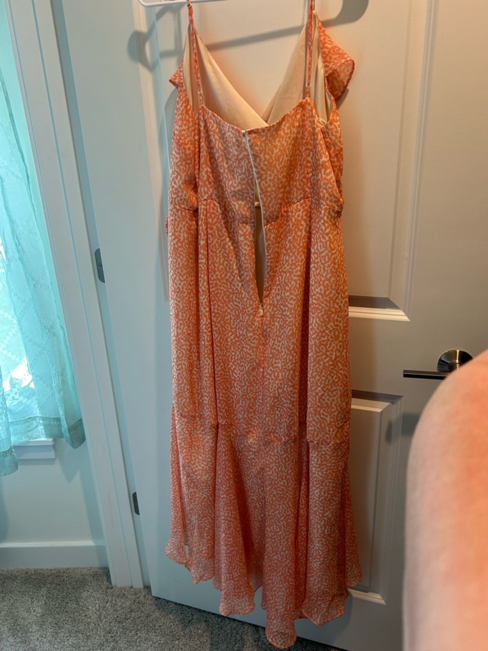 Express Peach Ruffle High-Low Wrap Dress - Picture 2 of 5